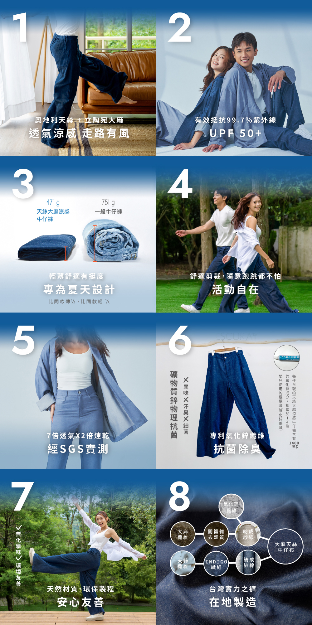 ESCURA 天絲大麻系列：絲滑涼感、防曬、抗菌、透氣、速乾、輕薄舒適，台灣製造